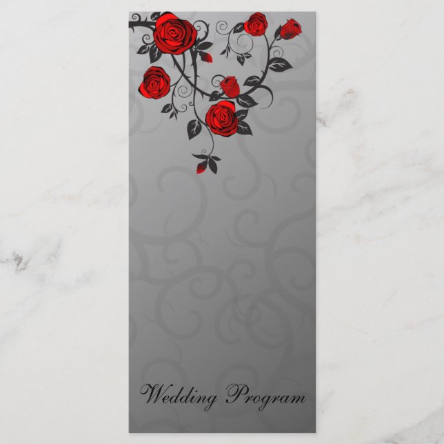 Enchanted Roses Wedding Program Card (Front)