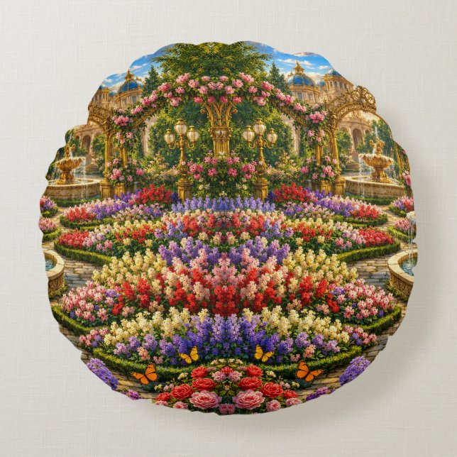 Enchanted Royal Garden  Round Cushion (Front)