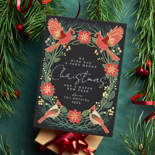 Enchanted Rustic Cardinals Christmas Card