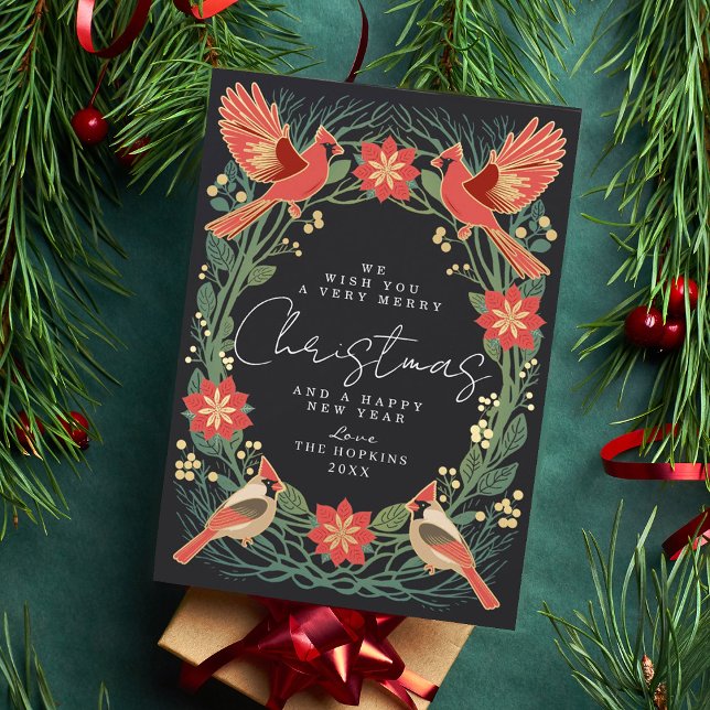 Enchanted Rustic Cardinals Christmas Card  (Creator Uploaded)