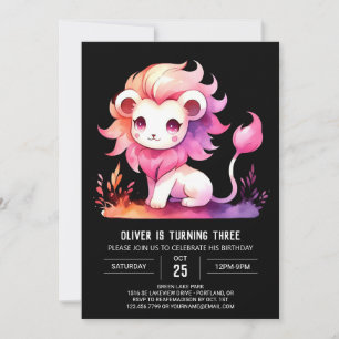 Enchanted Safari Lion Birthday Invitation
