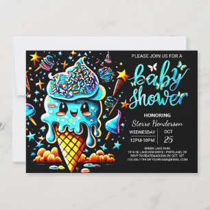 Enchanted Scoop Ice Cream Boy Baby Shower Invitation