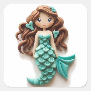Enchanted Seas: A Mermaid's Tale in Fondant Square Sticker