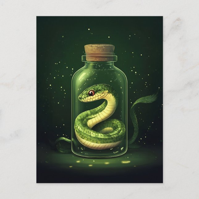 Enchanted Serpent in a Glass Jar Postcard (Front)