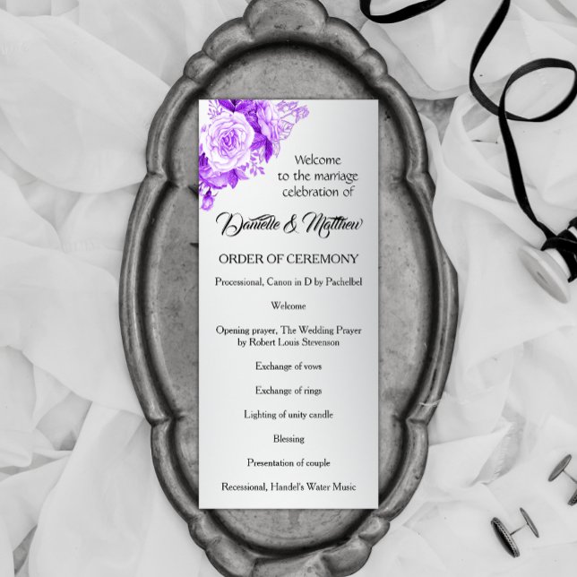 Enchanted Silver and Purple Roses Wedding Program (Creator Uploaded)