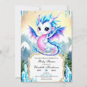 Enchanted Simple Dragon Baby Shower Invitation