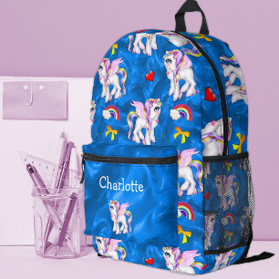 Enchanted Sky Explorer: Whimsical Winged Unicorn  Printed Backpack