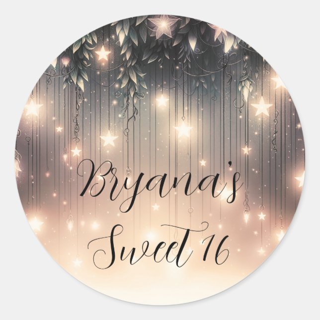 Enchanted Sky Tree Glow  Stars & Clouds  Classic Round Sticker (Front)