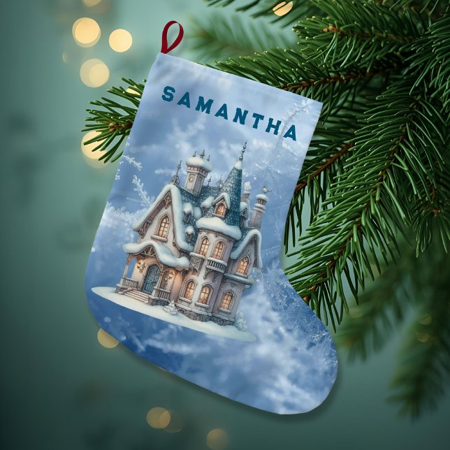 Enchanted Snowy Castle Personalized Stocking  (Creator Uploaded)