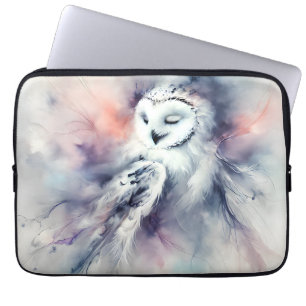 Enchanted Snowy Owl in Watercolor Laptop Sleeve