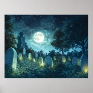 Enchanted spooky cemetery poster