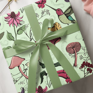Enchanted Spring Garden Hummingbird Floral Wrapping Paper