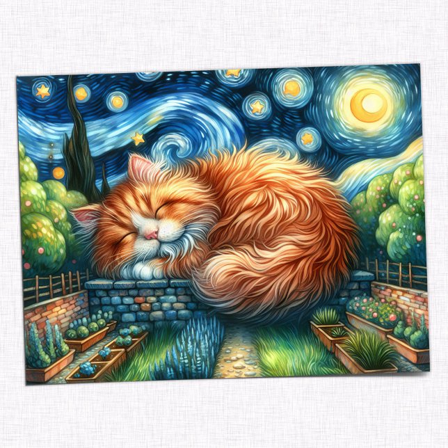 Enchanted Starry Night Cat Postcard (Creator Uploaded)