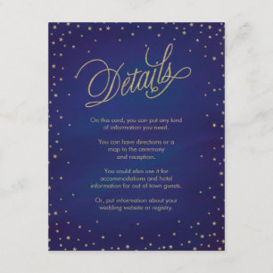 Enchanted Stars Blue & Gold Wedding Enclosure Card