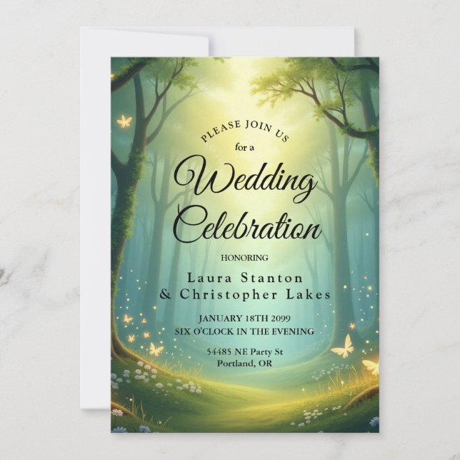 Enchanted Sunlit Glimmer Grove Invitation (Front)