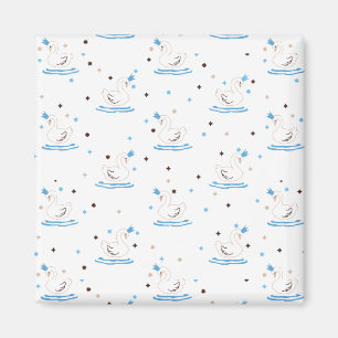 Enchanted Swan Lake Fairy Tale Crowned Swan Magnet