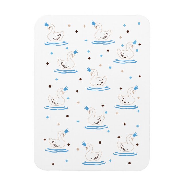 Enchanted Swan Lake Fairy Tale Crowned Swan Magnet (Vertical)
