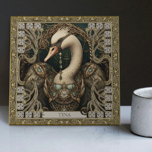 Enchanted Swan Spirit Totem Personalizable Ceramic Tile