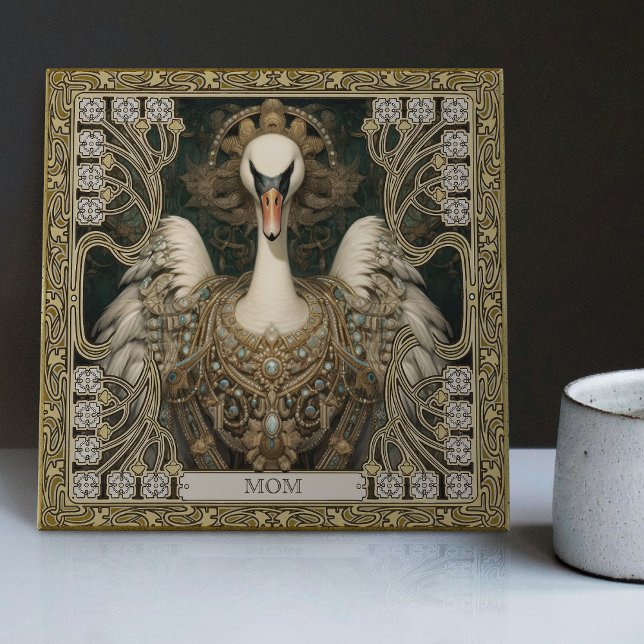 Enchanted Swan Spirit Totem Personalizable Ceramic Tile (Creator Uploaded)