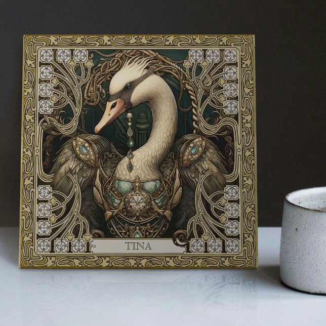 Enchanted Swan Spirit Totem Personalizable Ceramic Tile (Creator Uploaded)