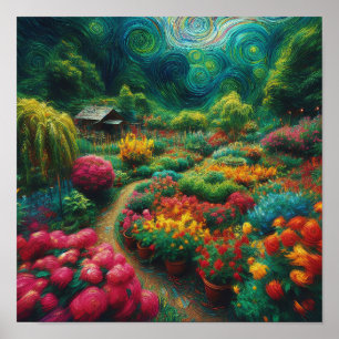 Enchanted Swirls: A Garden of Van Gogh Dreams Poster