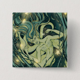 Enchanted Teal Siren Square Button
