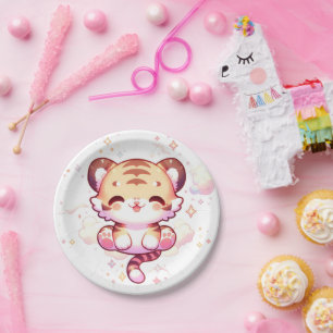 Enchanted Tiger Baby Shower Paper Plate
