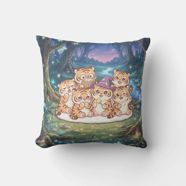 Enchanted Tiger Forest Pillow (Front)
