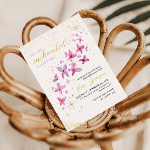 Enchanted To Meet You Butterfly Baby Shower Invitation