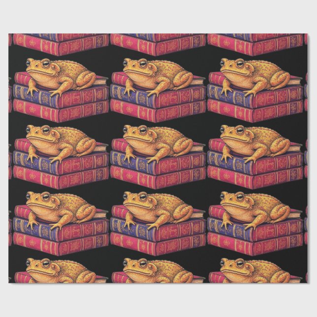 Enchanted Toad on Ancient Books - Unique Art Wrapping Paper (Flat)