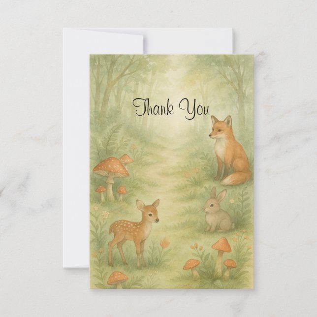 Enchanted Toadstool Baby Shower Thank You Card (Front)