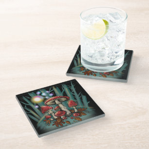 Enchanted Toadstools Glass Coaster
