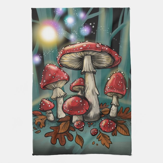 Enchanted Toadstools Tea Towel (Vertical)