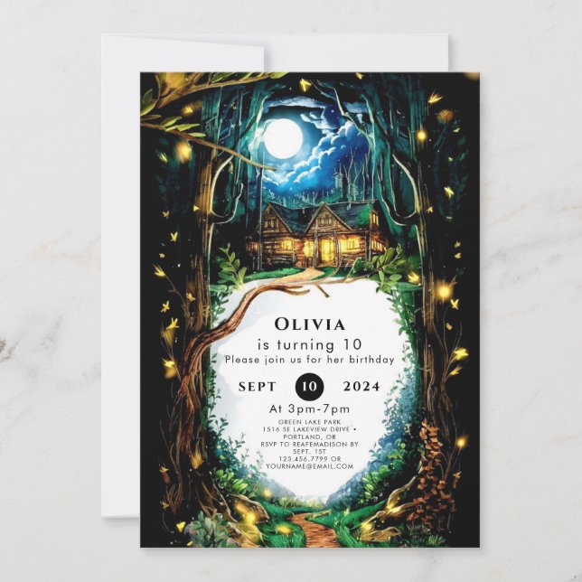 Enchanted Trees Woodland Birthday Invitation (Front)