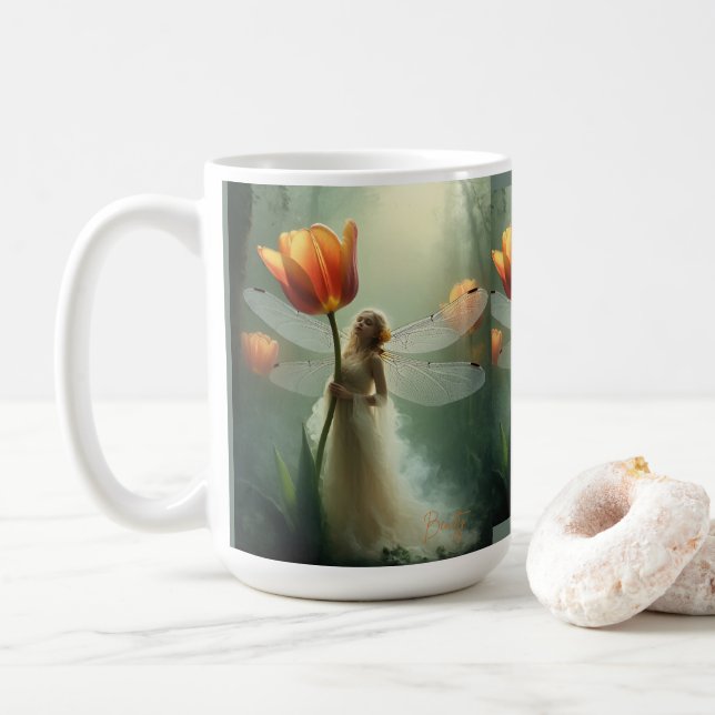 Enchanted Tulip Fairy Fantasy Mug (With Donut)