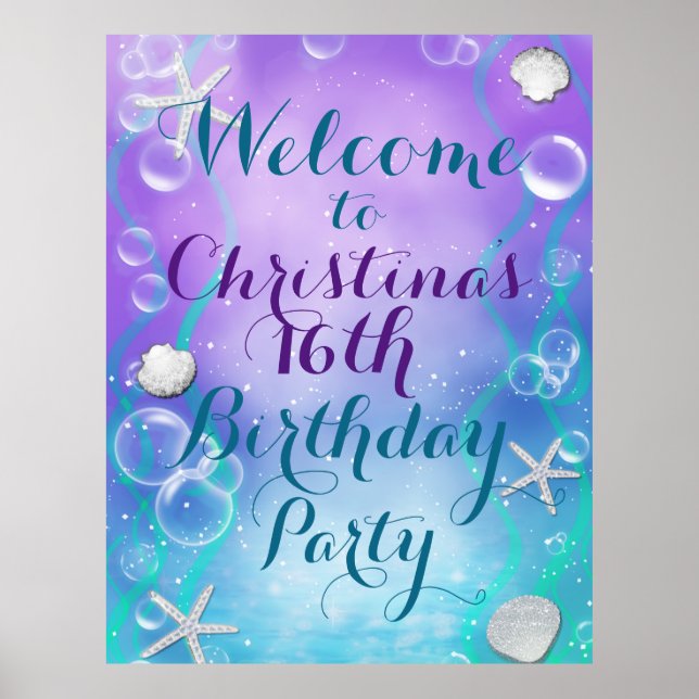 Enchanted Under the Sea Custom Party Banner Poster (Front)
