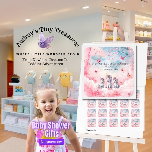 Enchanted Unicorn Baby Shower Stickers (Creator Uploaded)