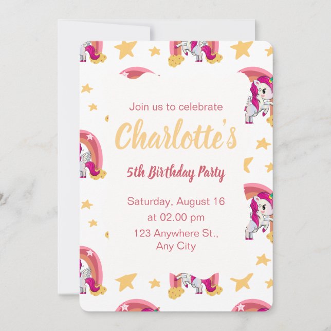Enchanted Unicorn Birthday Invitation (Front)
