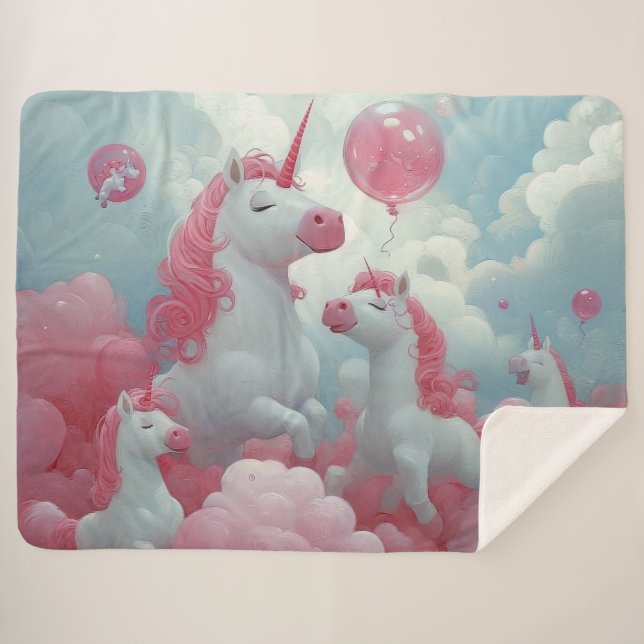 Enchanted Unicorn Dreamscape Sherpa Blanket (Front (Horizontal))