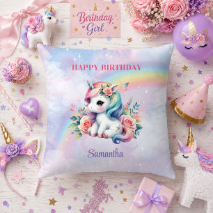 Enchanted Unicorn Pastel Magical Girl Birthday Pil Cushion