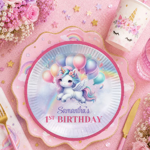Enchanted Unicorn Pastel Magical Girl Birthday Pla Paper Plate