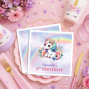 Enchanted Unicorn Pastel Magical Girl Party Napkin