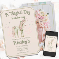 Enchanted Unicorn Personalised Photo Pink Birthday
