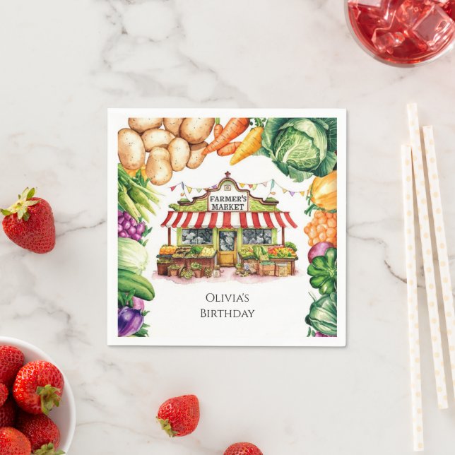 Enchanted Veggies Farmers Market Birthday Napkin (Insitu)