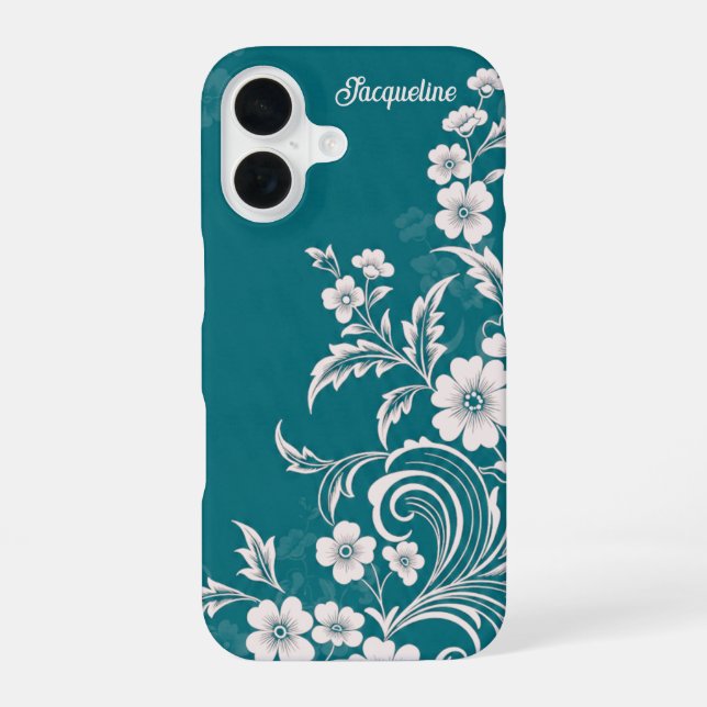Enchanted Verdant Blooms iPhone 16 Case (Back)