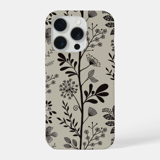 Enchanted Vertical Garden Reverie XL black beige iPhone Case (Back)