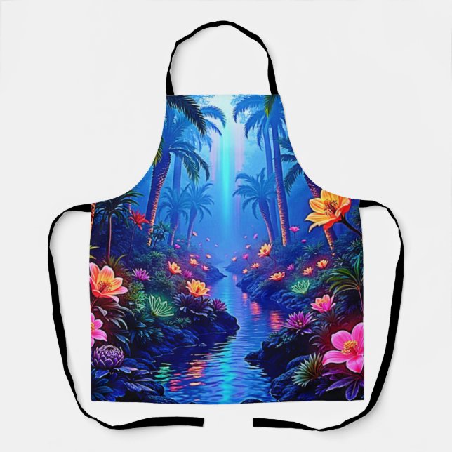 Enchanted Vibrant River Forest Dream Apron (Front)