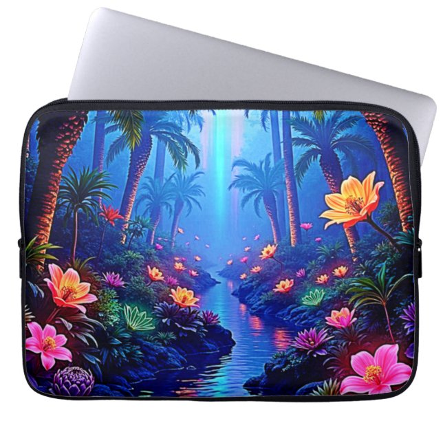 Enchanted Vibrant River Forest Dream Laptop Sleeve (Front)