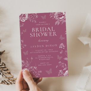 Enchanted Vintage Dusty Rose Mauve Bridal Shower Invitation