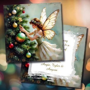 Enchanted Vintage Fairy Personalised Christmas Holiday Card